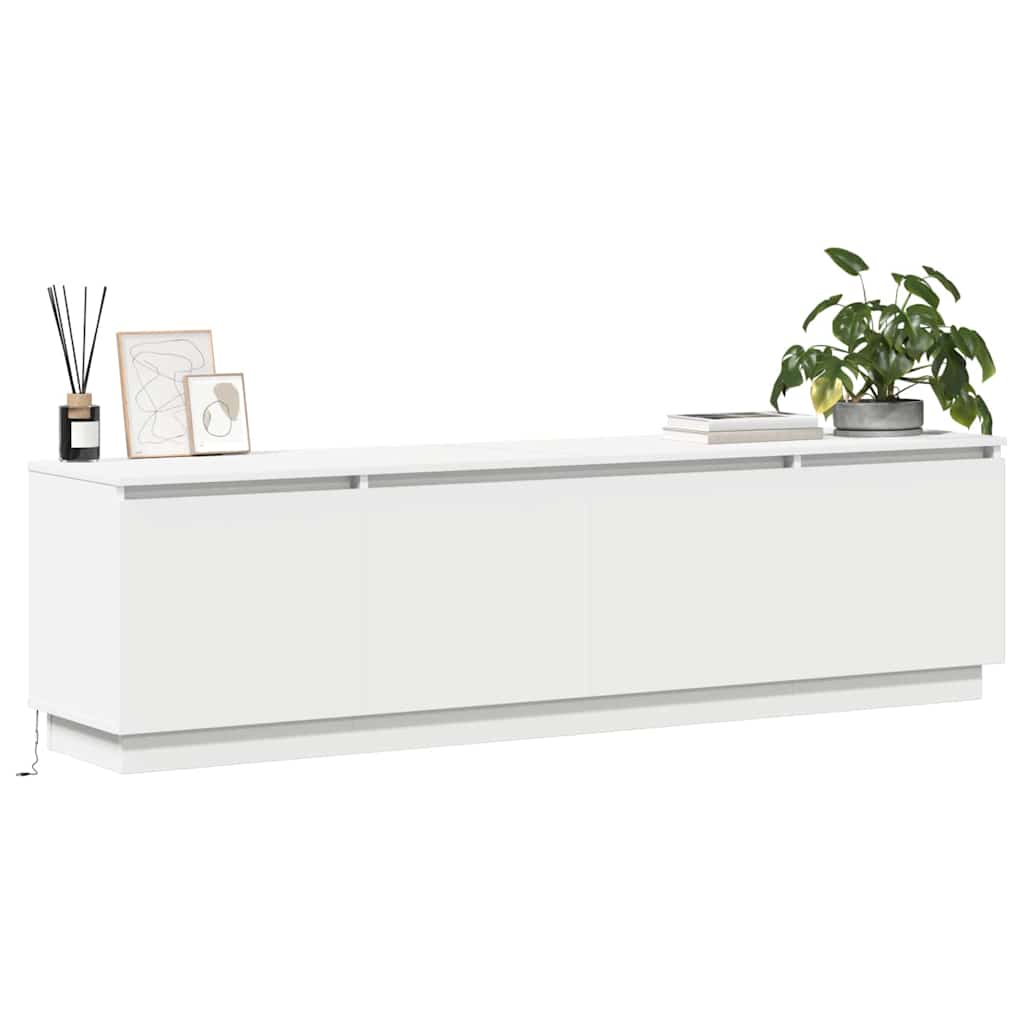 Meuble TV avec LED Blanc 180 x 38 x 49 cm Bois d'ingénierie - XIOS