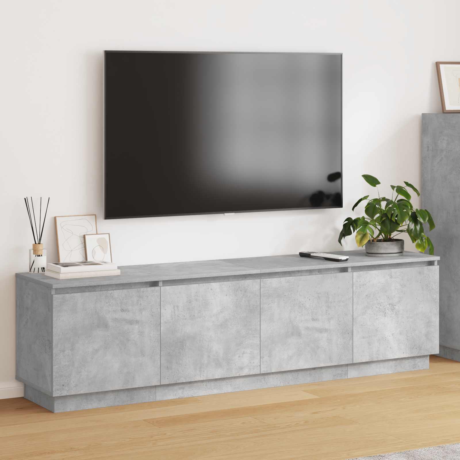 Meuble TV 180 x 38 x 49 cm Gris béton Bois d'ingénierie