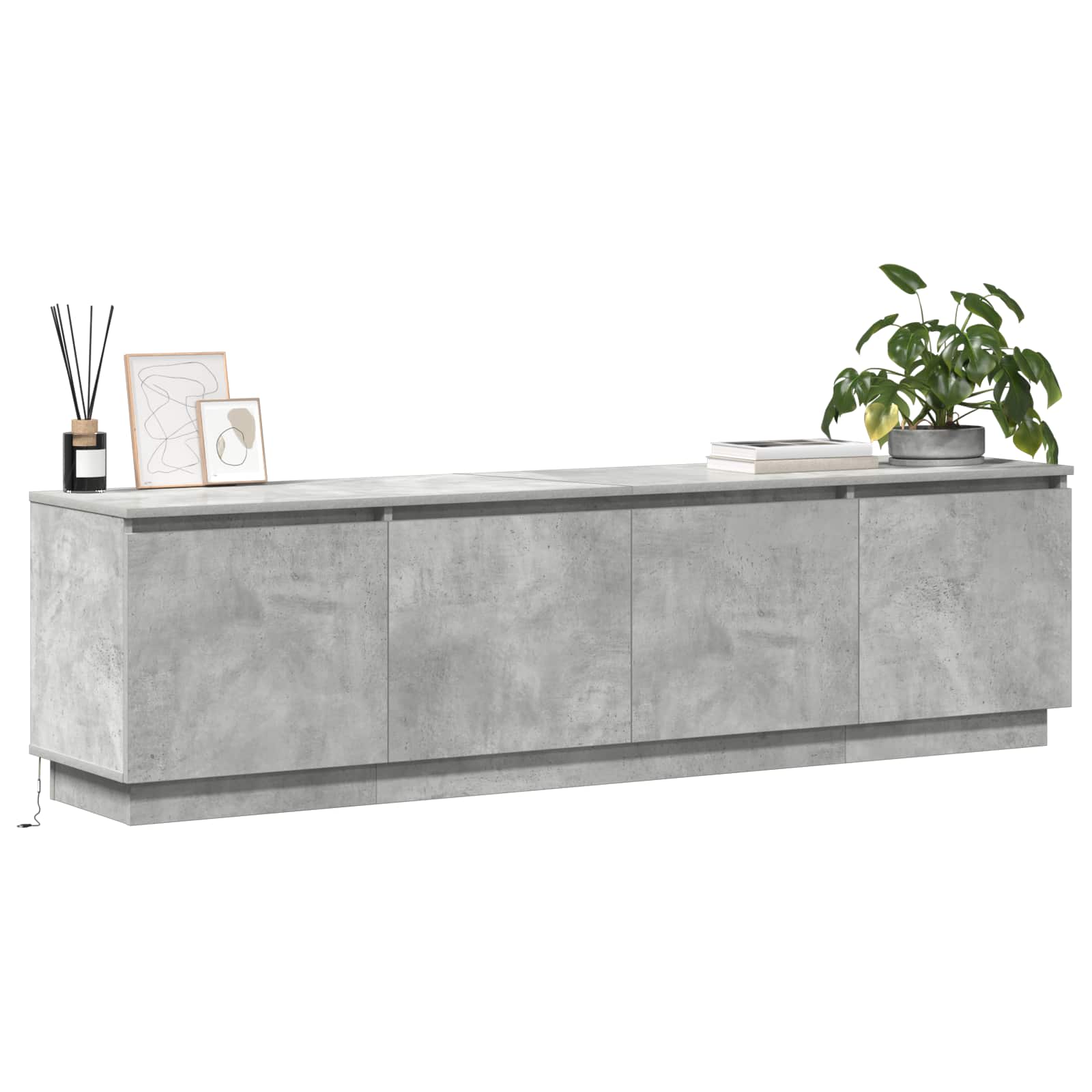 Meuble TV 180 x 38 x 49 cm Gris béton Bois d'ingénierie