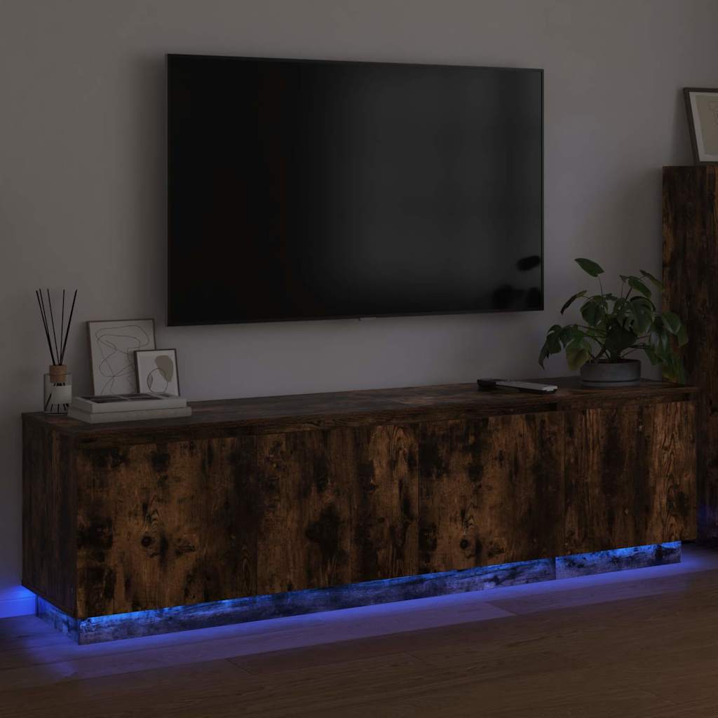 Meuble TV avec LED Chêne fumé 180 x 38 x 49 cm - XIOS