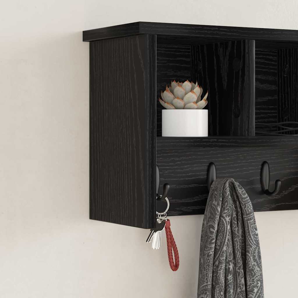 Porte-manteau mural avec étagère Chêne noir 50 x 16 x 26 cm - XIOS