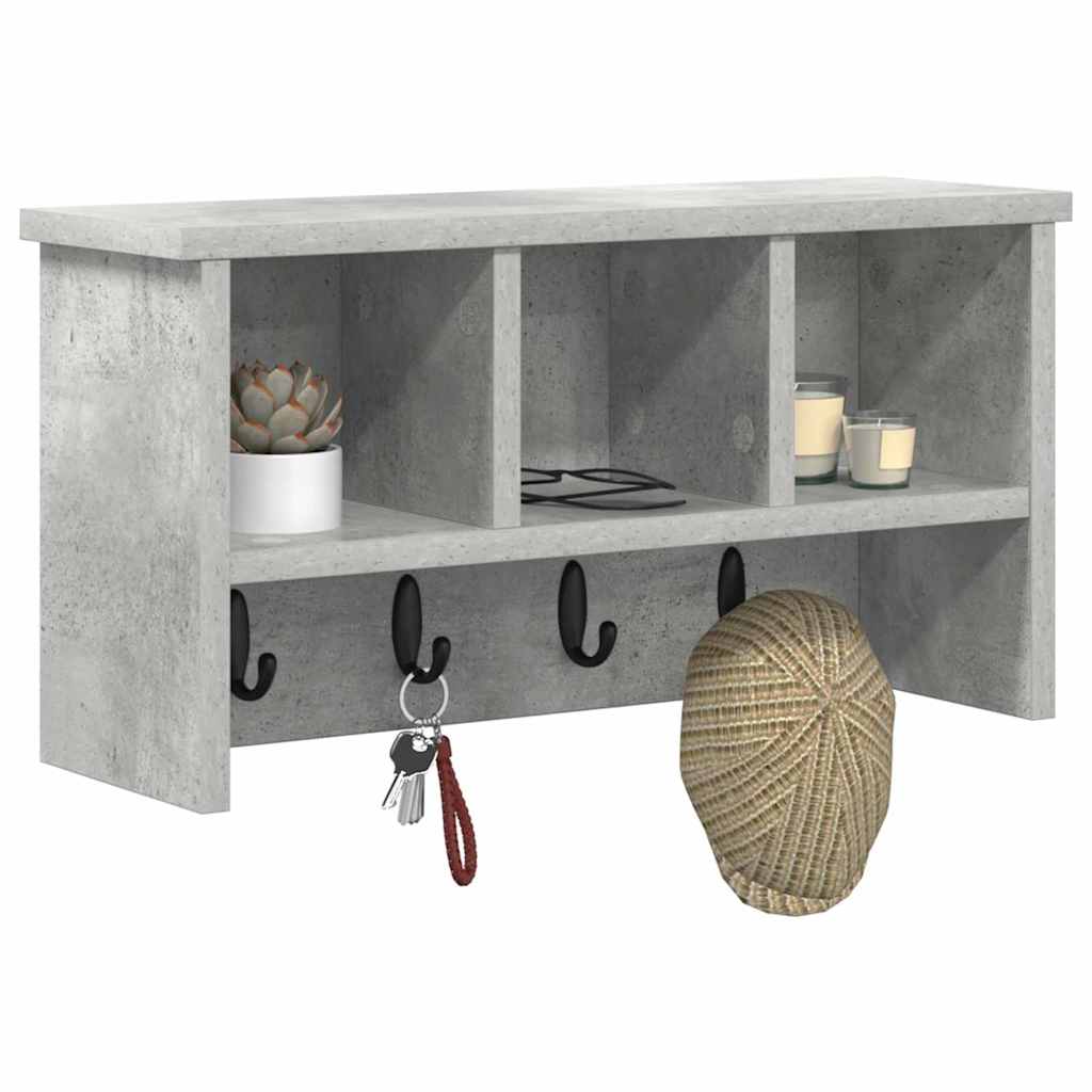 Porte-manteau mural avec étagère Gris béton 50 x 16 x 26 cm - XIOS