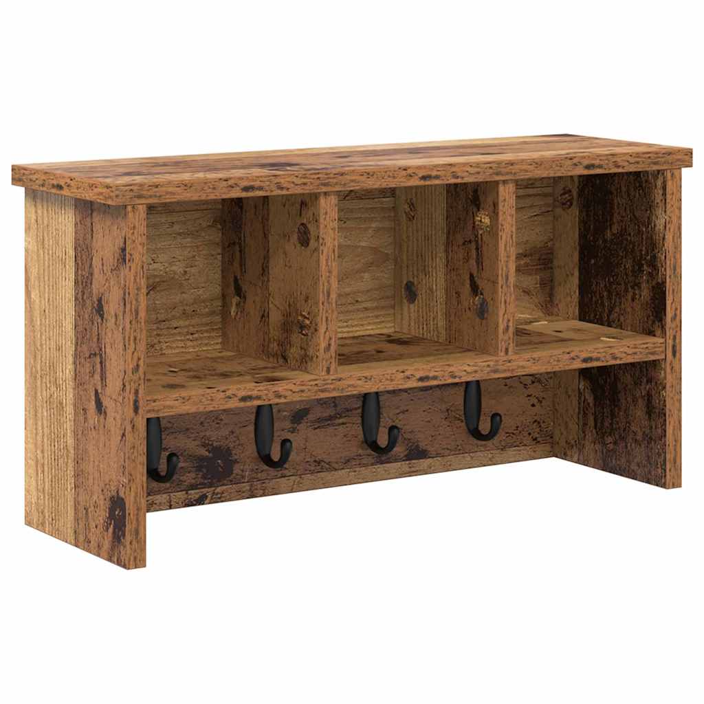 Porte-manteau mural avec étagère Bois ancien 50 x 16 x 26 cm - XIOS
