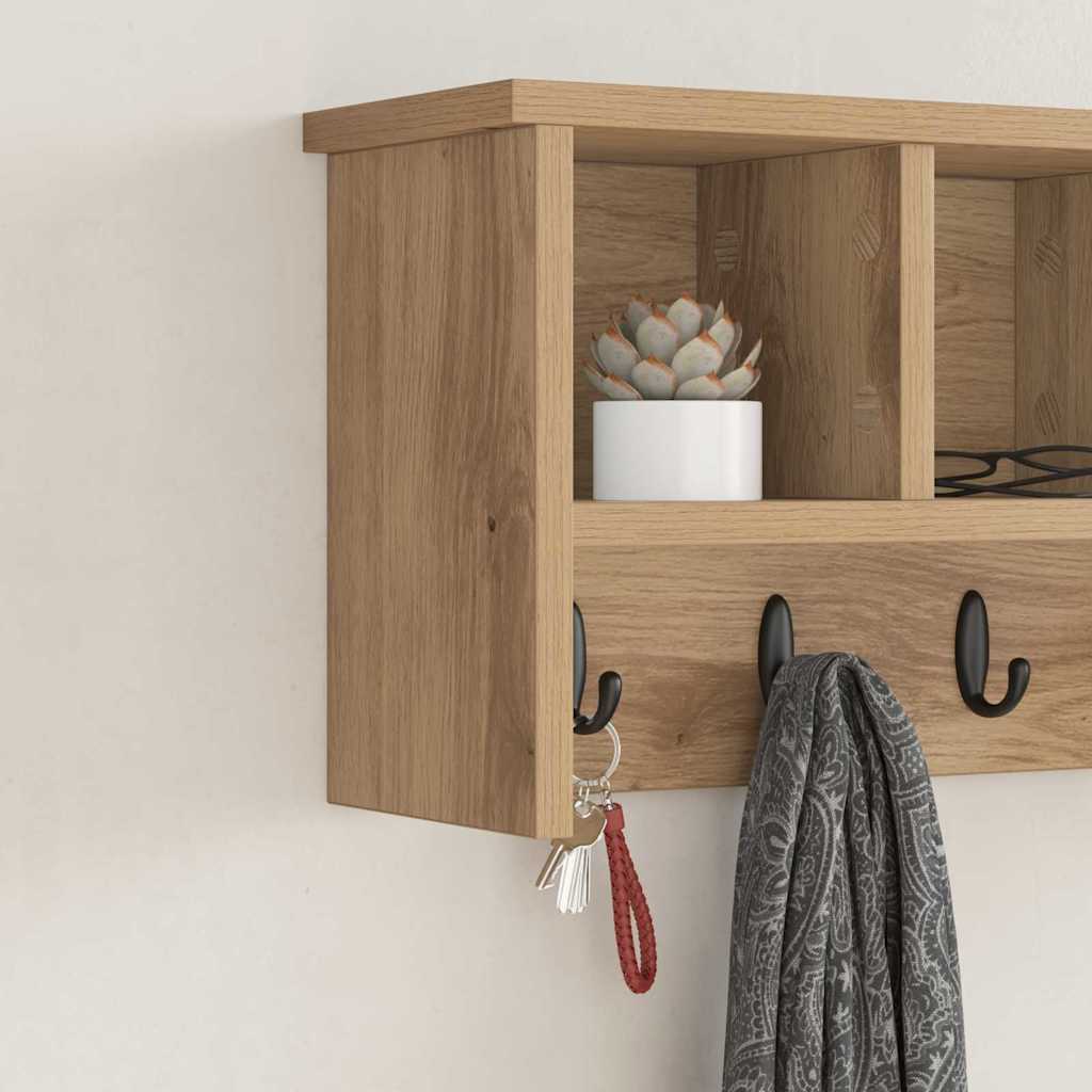 Porte-manteau mural chêne artisanal 50 x 16 x 26 cm - XIOS