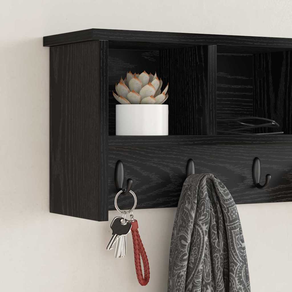 Porte-manteau mural avec étagère Chêne noir 75 x 16 x 26 cm - XIOS