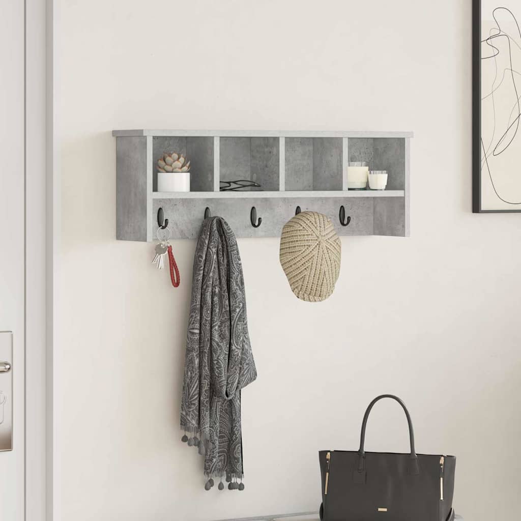 Porte-manteau mural avec étagère Gris béton 75 x 16 x 26 cm - XIOS