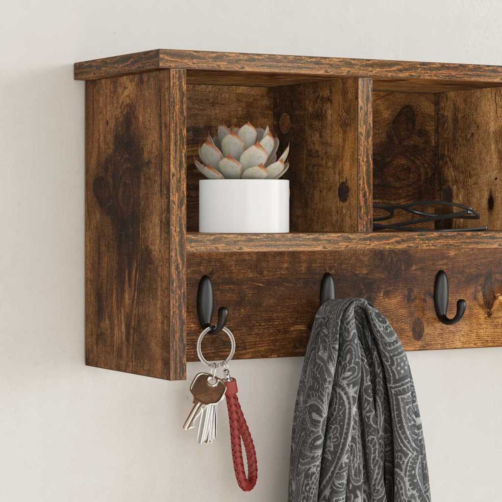 Porte-manteau mural avec étagère Chêne fumé 75 x 16 x 26 cm - XIOS