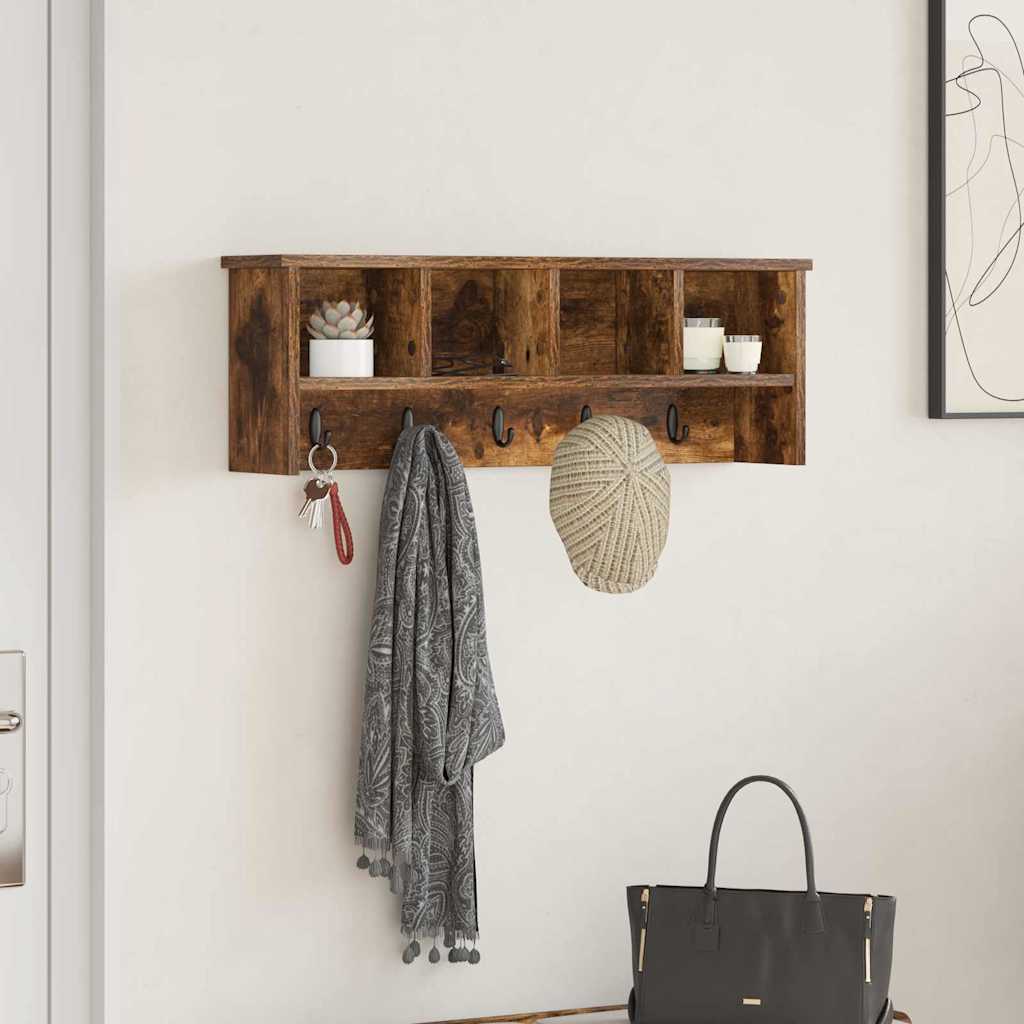 Porte-manteau mural avec étagère Chêne fumé 75 x 16 x 26 cm - XIOS