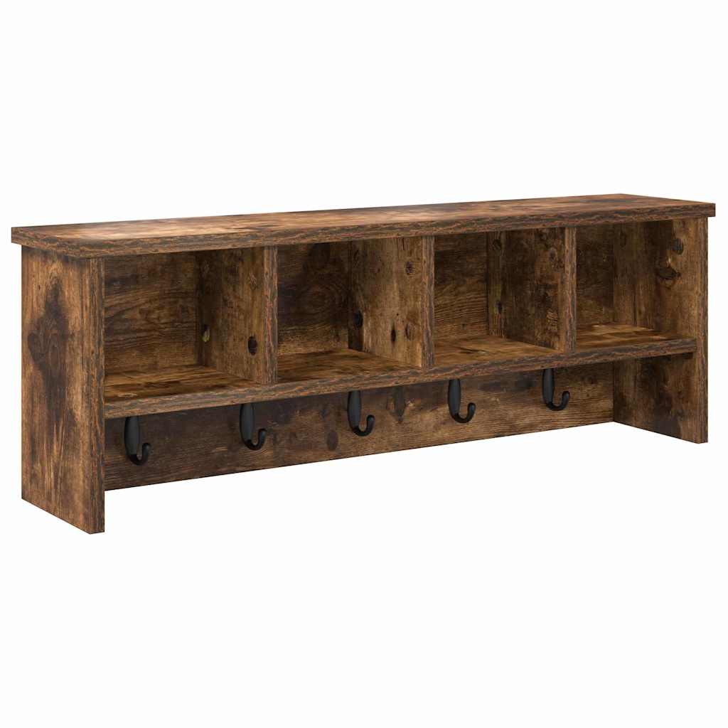 Porte-manteau mural avec étagère Chêne fumé 75 x 16 x 26 cm - XIOS