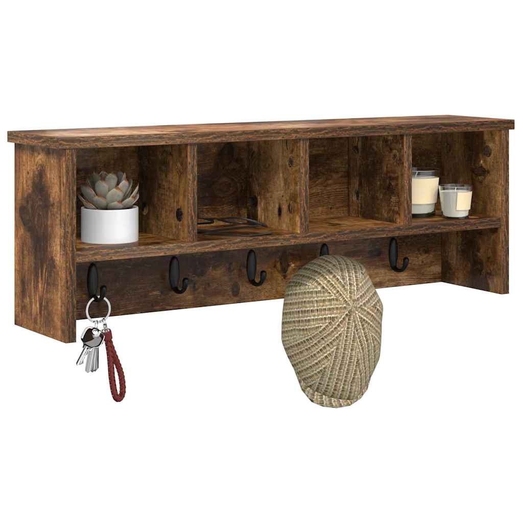 Porte-manteau mural avec étagère Chêne fumé 75 x 16 x 26 cm - XIOS