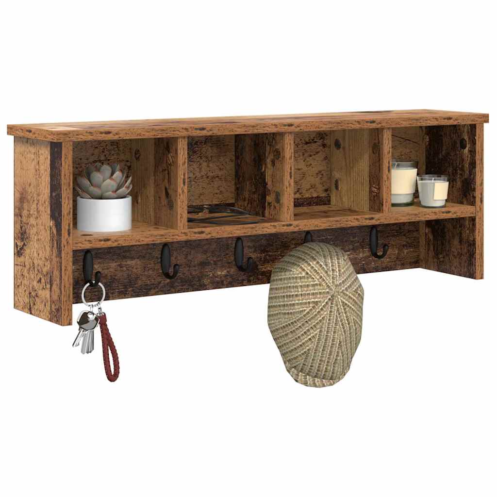 Porte-manteau mural avec étagère Bois ancien 75 x 16 x 26 cm - XIOS