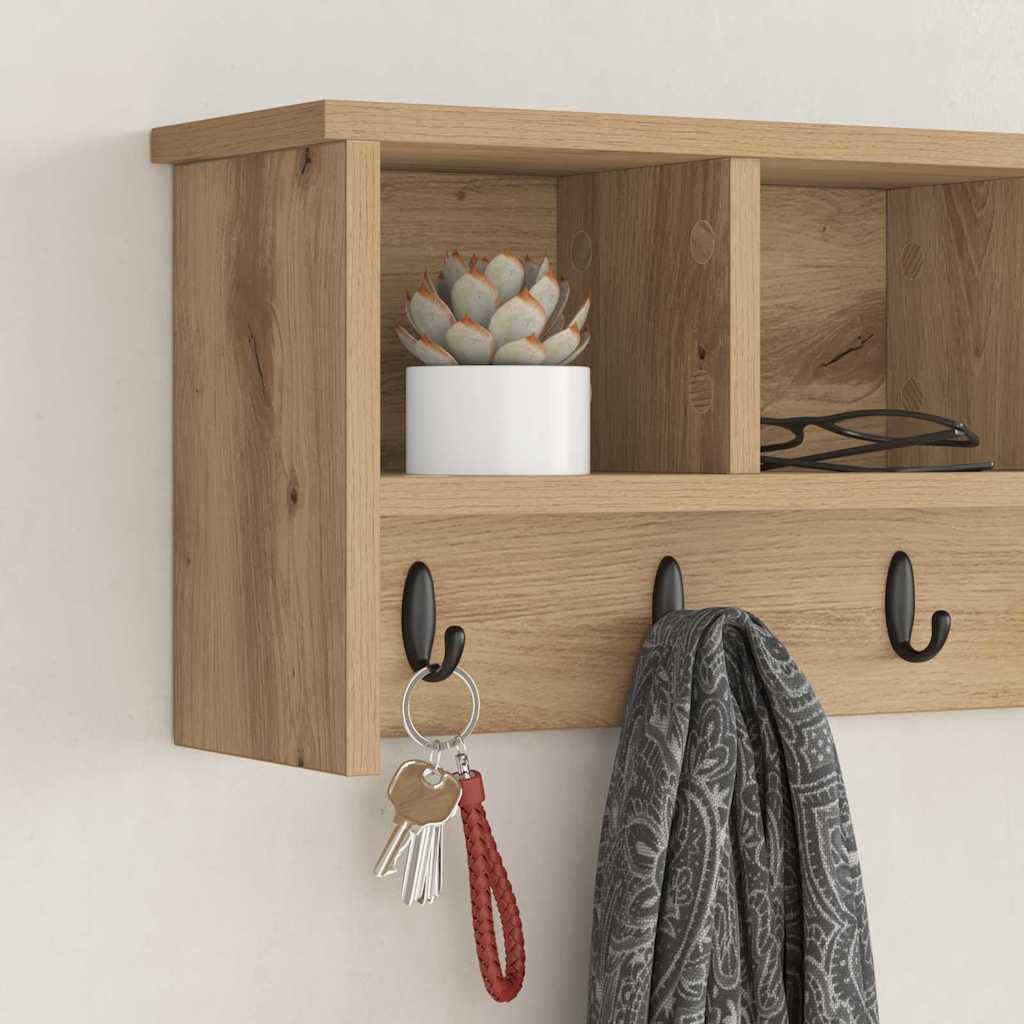 Porte-manteau mural chêne artisanal 75 x 16 x 26 cm - XIOS