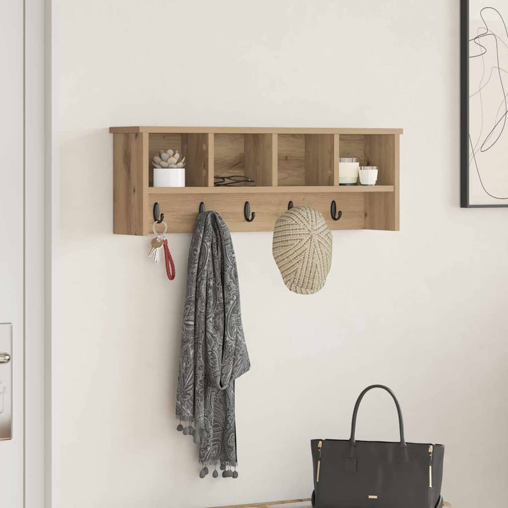 Porte-manteau mural chêne artisanal 75 x 16 x 26 cm - XIOS