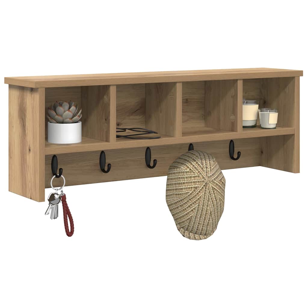 Porte-manteau mural chêne artisanal 75 x 16 x 26 cm - XIOS