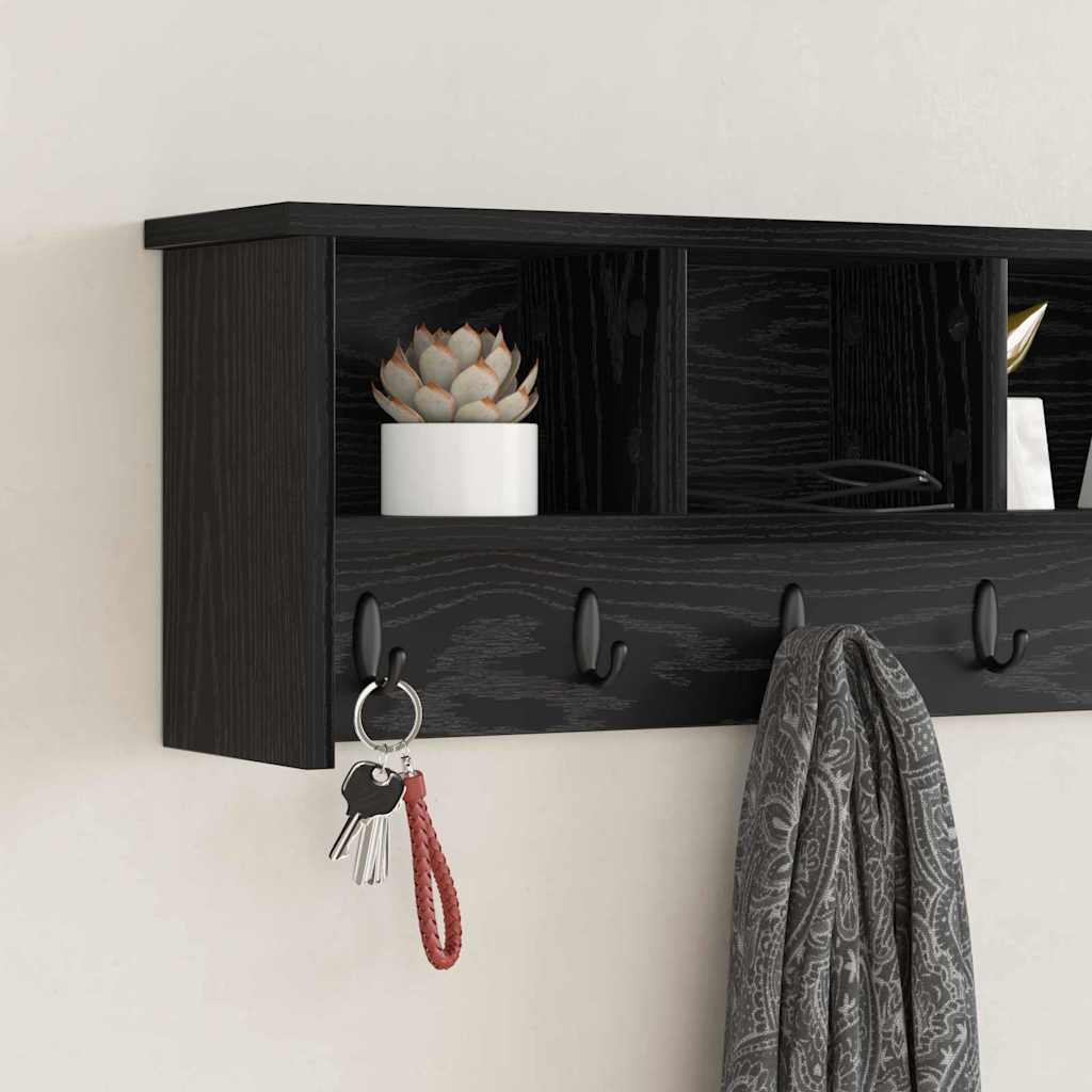 Porte-manteau mural avec étagère Chêne noir 100 x 16 x 26 cm - XIOS