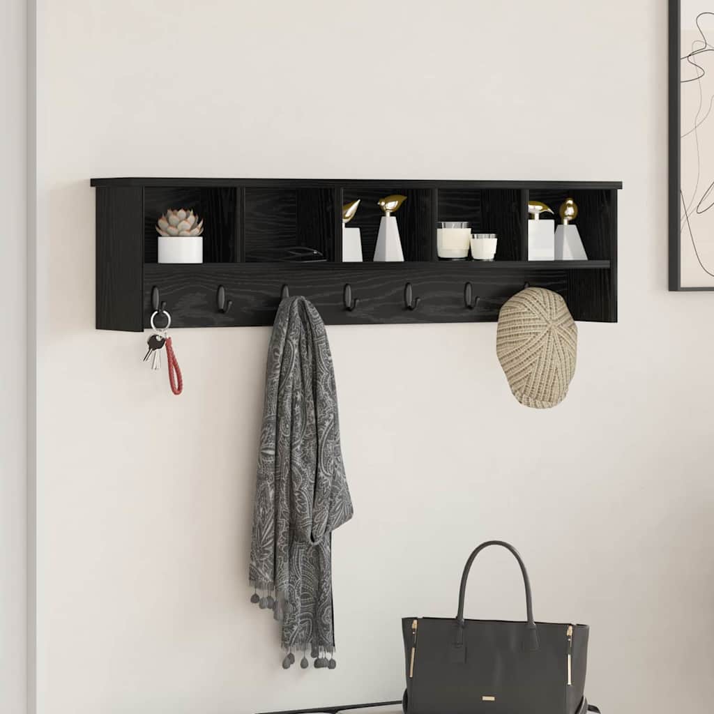 Porte-manteau mural avec étagère Chêne noir 100 x 16 x 26 cm - XIOS