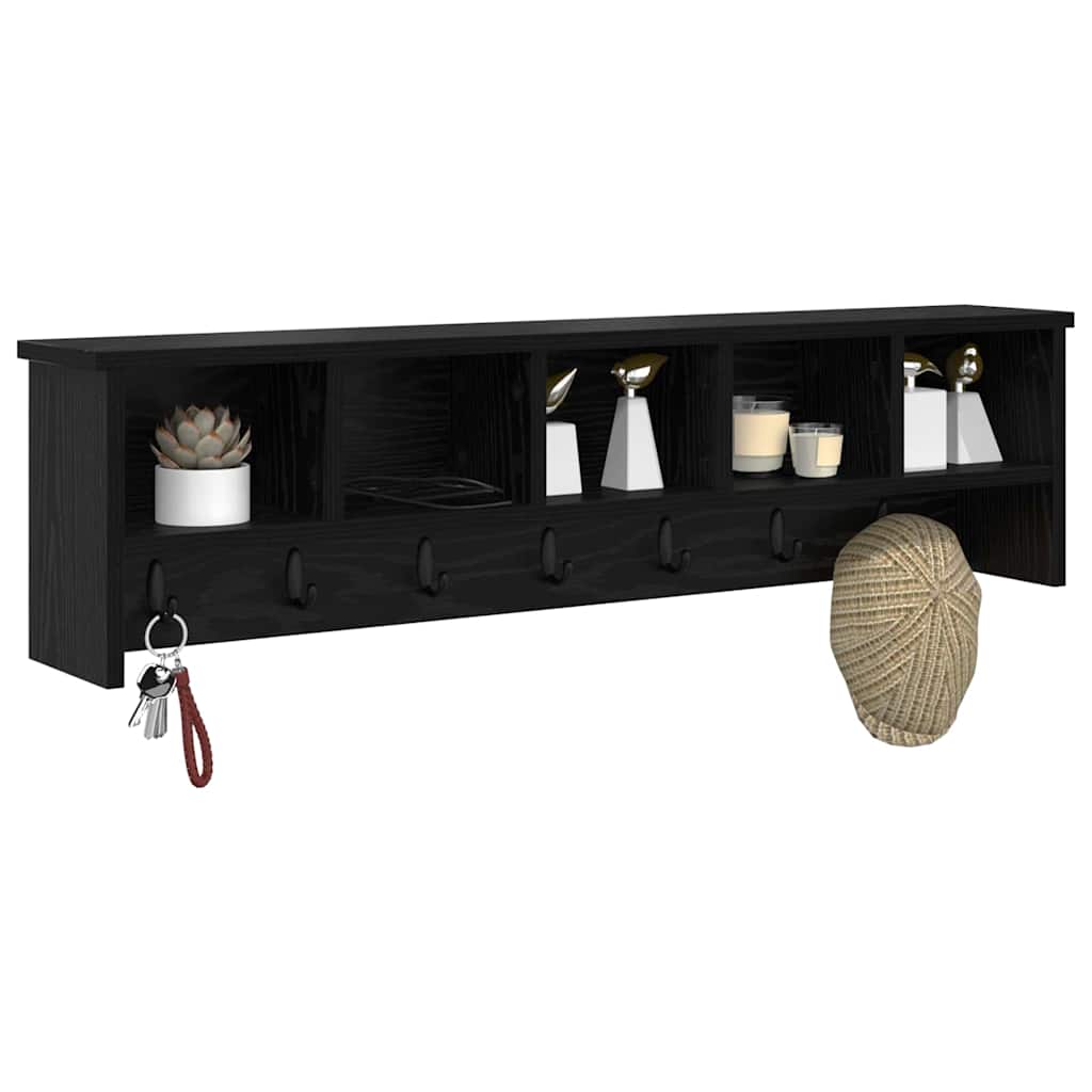 Porte-manteau mural avec étagère Chêne noir 100 x 16 x 26 cm - XIOS