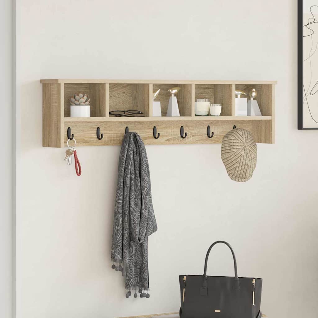 Porte-manteau mural avec étagère Chêne sonoma 100 x 16 x 26 cm - XIOS