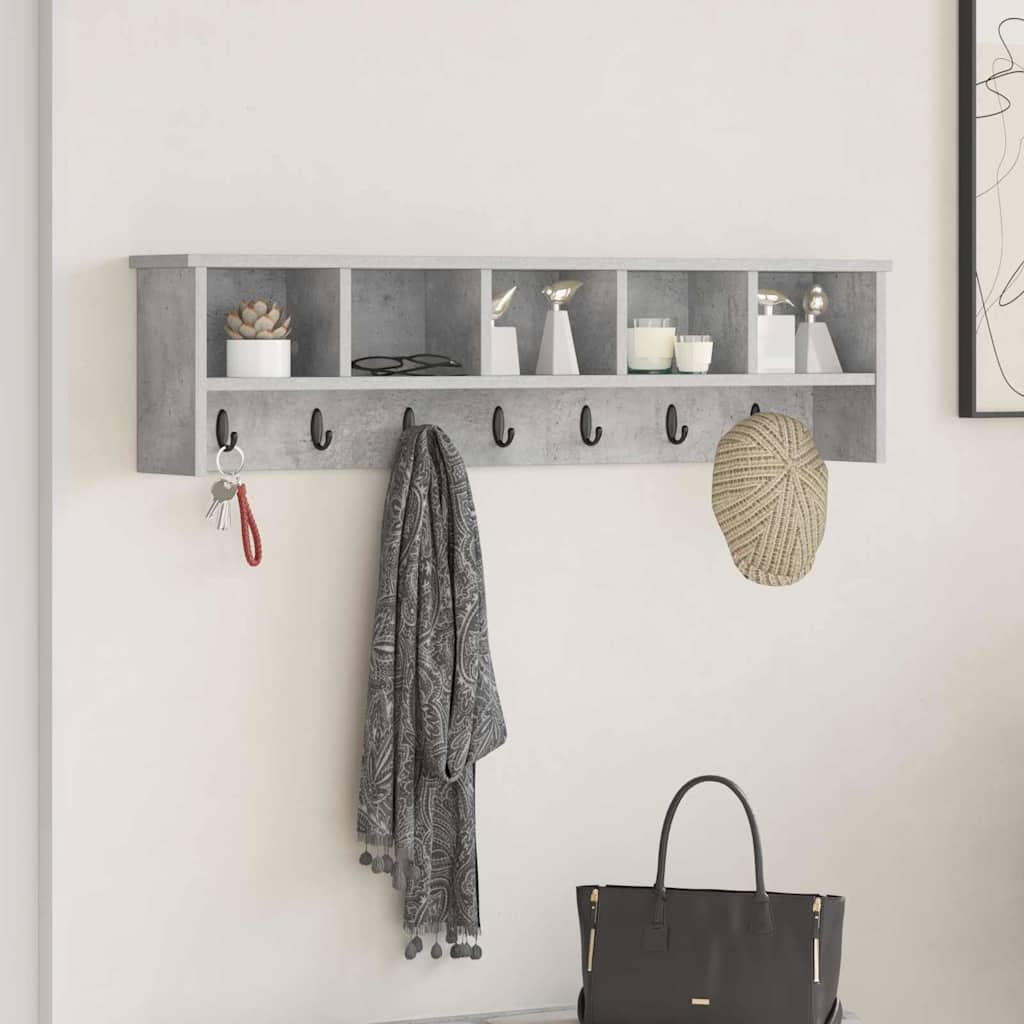 Porte-manteau mural avec étagère Gris béton 100 x 16 x 26 cm - XIOS