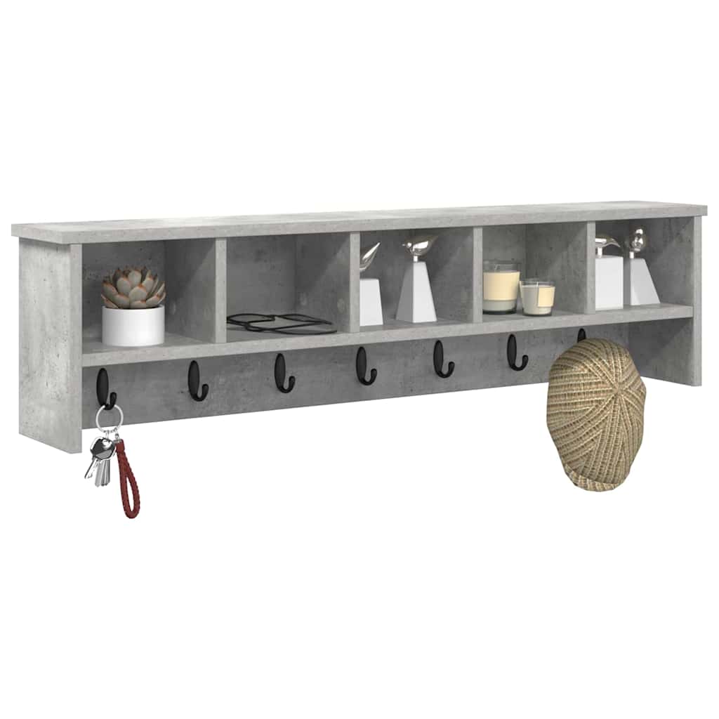 Porte-manteau mural avec étagère Gris béton 100 x 16 x 26 cm - XIOS