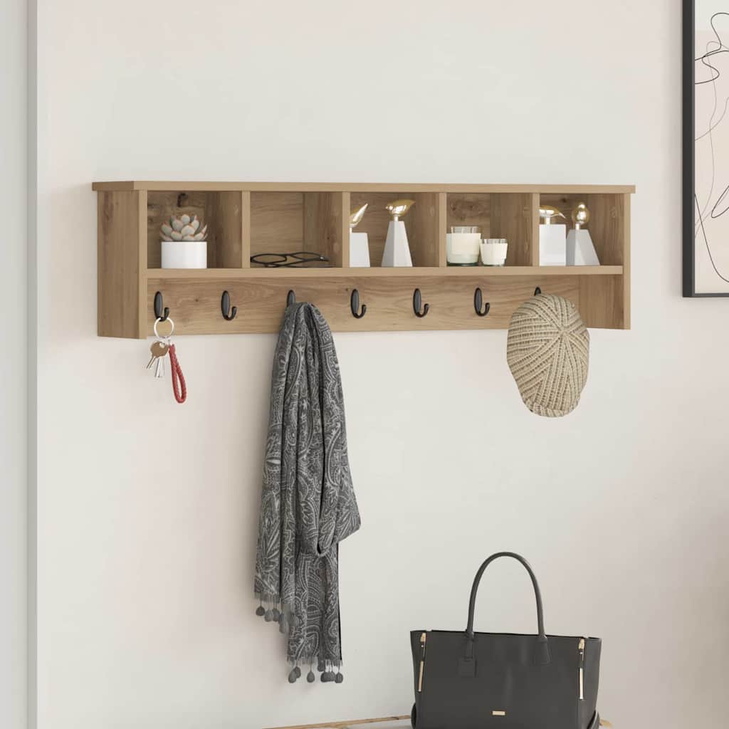Porte-manteau mural chêne artisanal 100 x 16 x 26 cm - XIOS