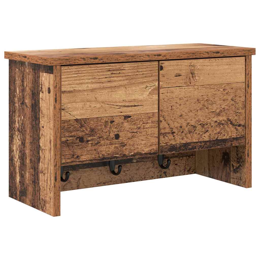 Porte-manteau mural avec étagère Bois ancien 50 x 20 x 30 cm - XIOS