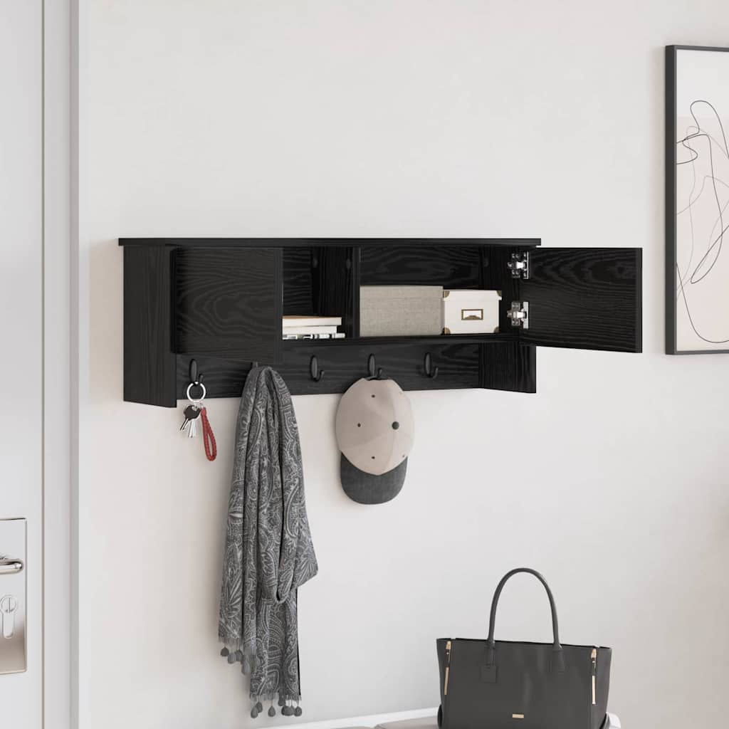 Porte-manteau mural avec étagère Chêne noir 80 x 20 x 30 cm - XIOS