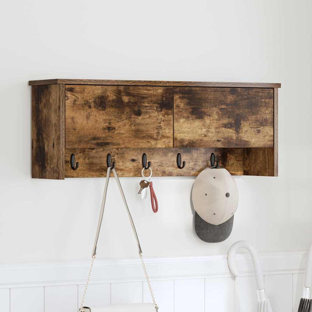 Porte-manteau mural avec étagère Chêne fumé 80 x 20 x 30 cm - XIOS