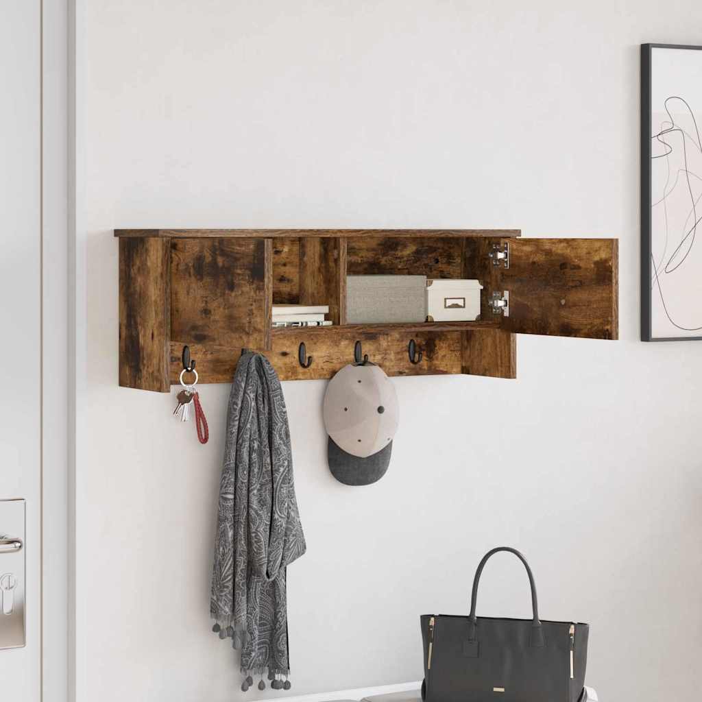 Porte-manteau mural avec étagère Chêne fumé 80 x 20 x 30 cm - XIOS