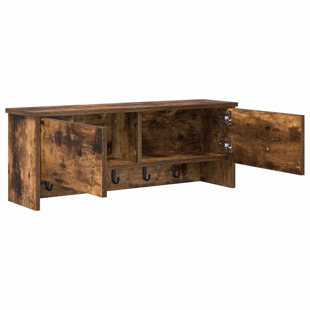 Porte-manteau mural avec étagère Chêne fumé 80 x 20 x 30 cm - XIOS