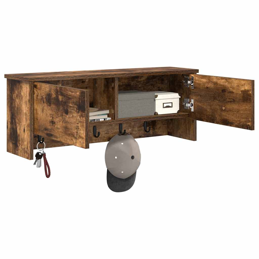 Porte-manteau mural avec étagère Chêne fumé 80 x 20 x 30 cm - XIOS