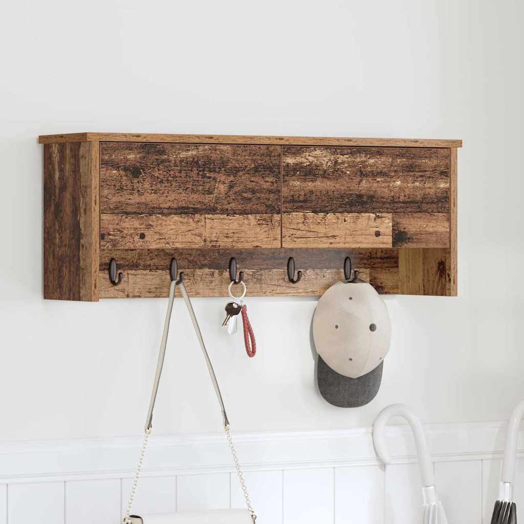 Porte-manteau mural avec étagère Bois ancien 80 x 20 x 30 cm - XIOS