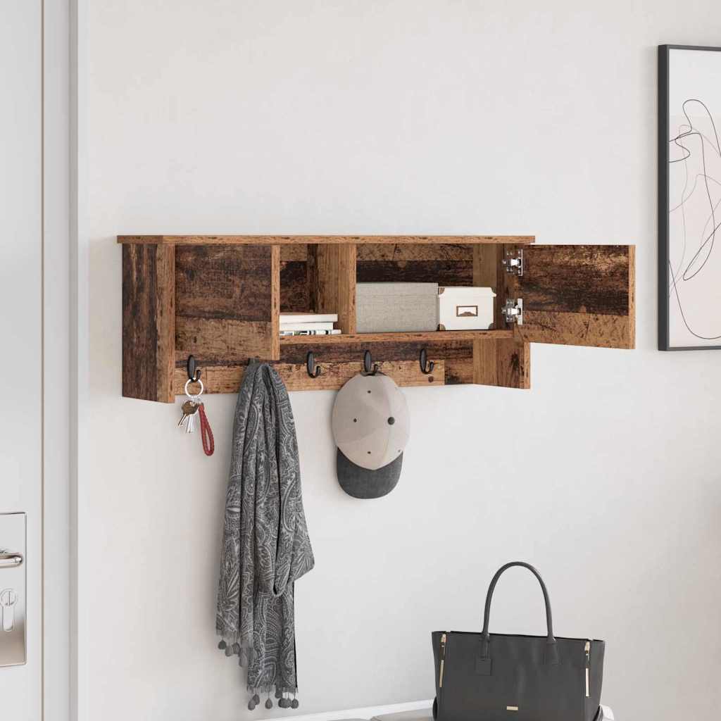 Porte-manteau mural avec étagère Bois ancien 80 x 20 x 30 cm - XIOS