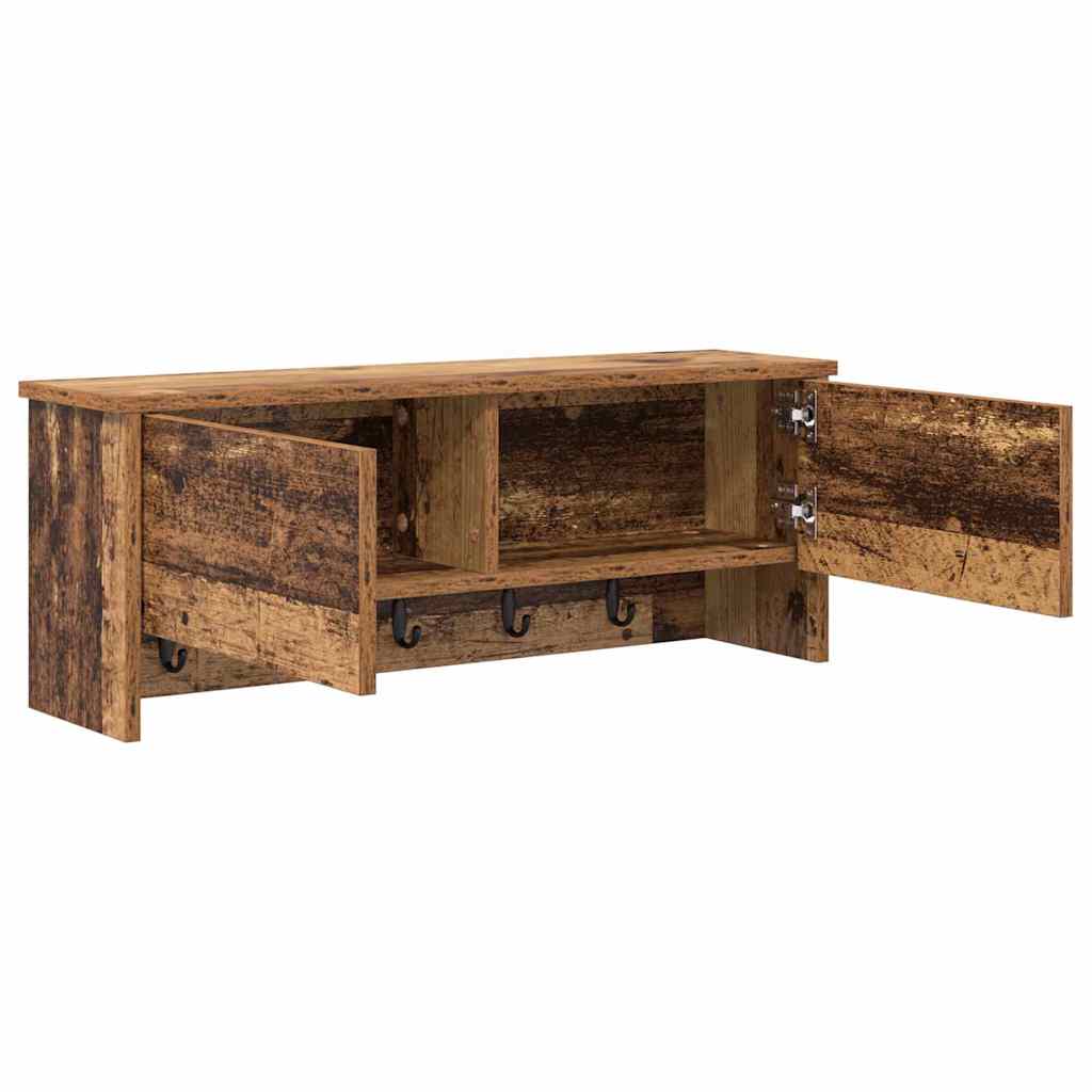 Porte-manteau mural avec étagère Bois ancien 80 x 20 x 30 cm - XIOS