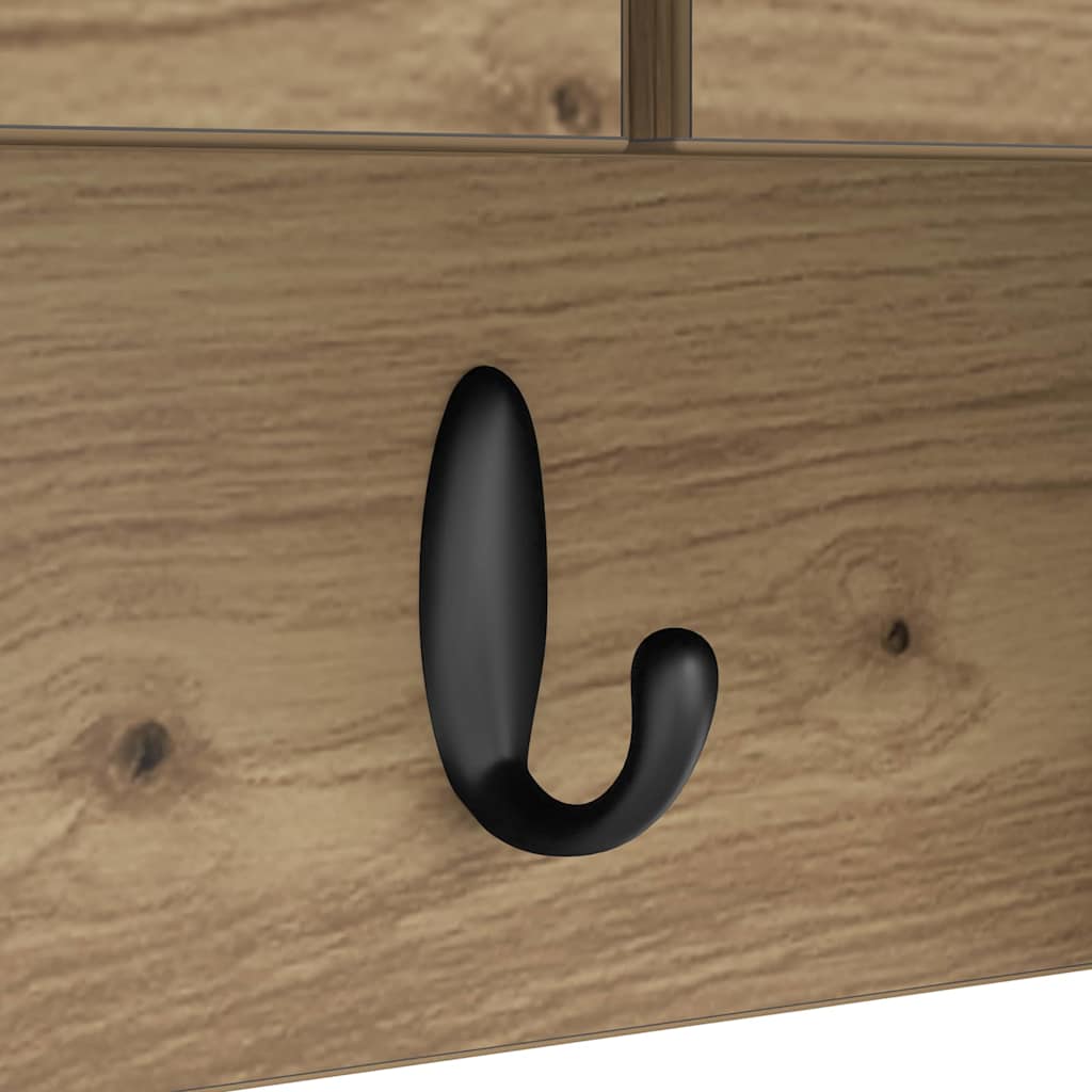 Porte-manteau mural avec porte chêne artisanal 80 x 20 x 30 cm - XIOS