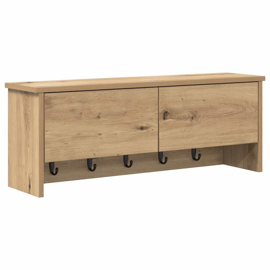 Porte-manteau mural avec porte chêne artisanal 80 x 20 x 30 cm - XIOS