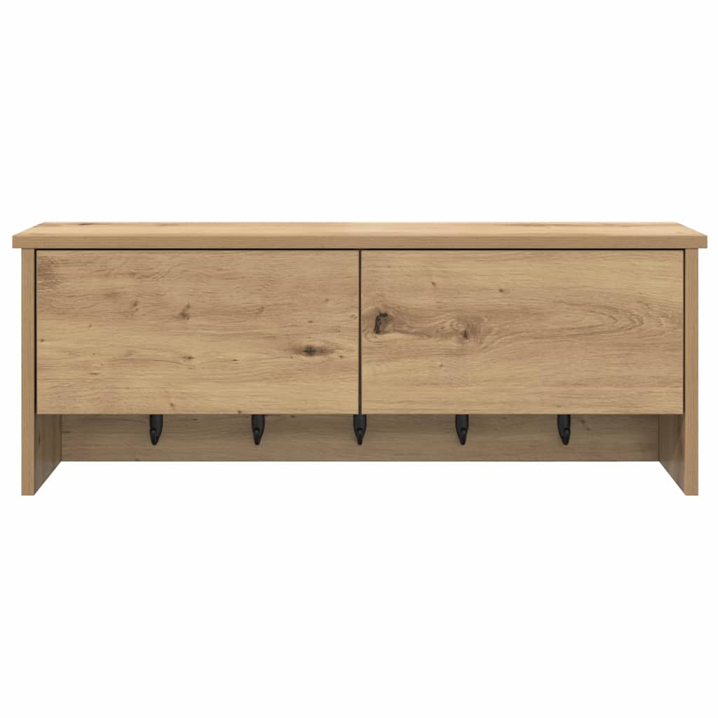 Porte-manteau mural avec porte chêne artisanal 80 x 20 x 30 cm - XIOS