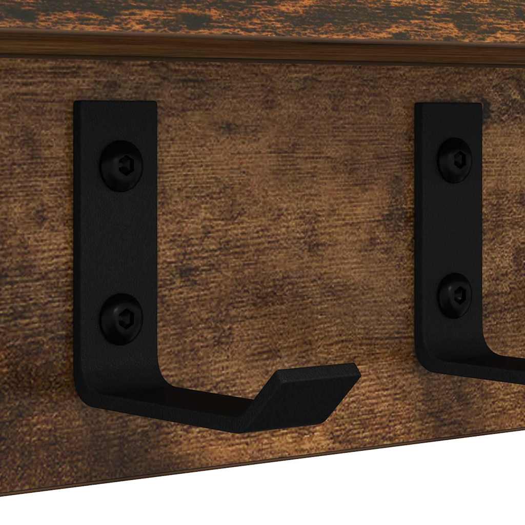 Porte-manteau mural avec étagère Chêne fumé 40 x 10.5 x 10.5 cm - XIOS