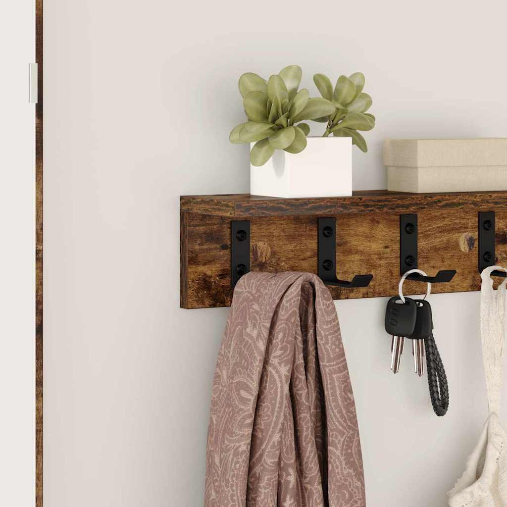Porte-manteau mural avec étagère Chêne fumé 40 x 10.5 x 10.5 cm - XIOS