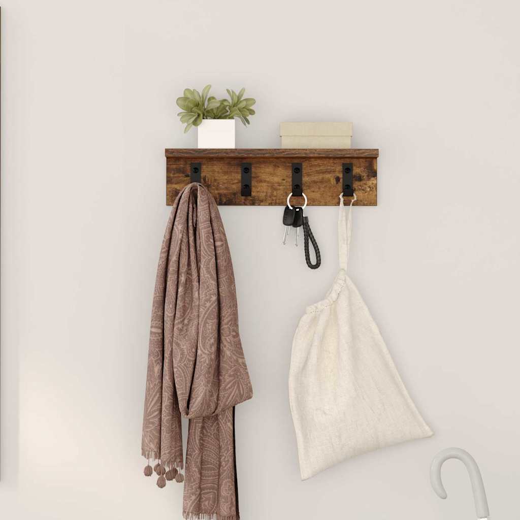 Porte-manteau mural avec étagère Chêne fumé 40 x 10.5 x 10.5 cm - XIOS