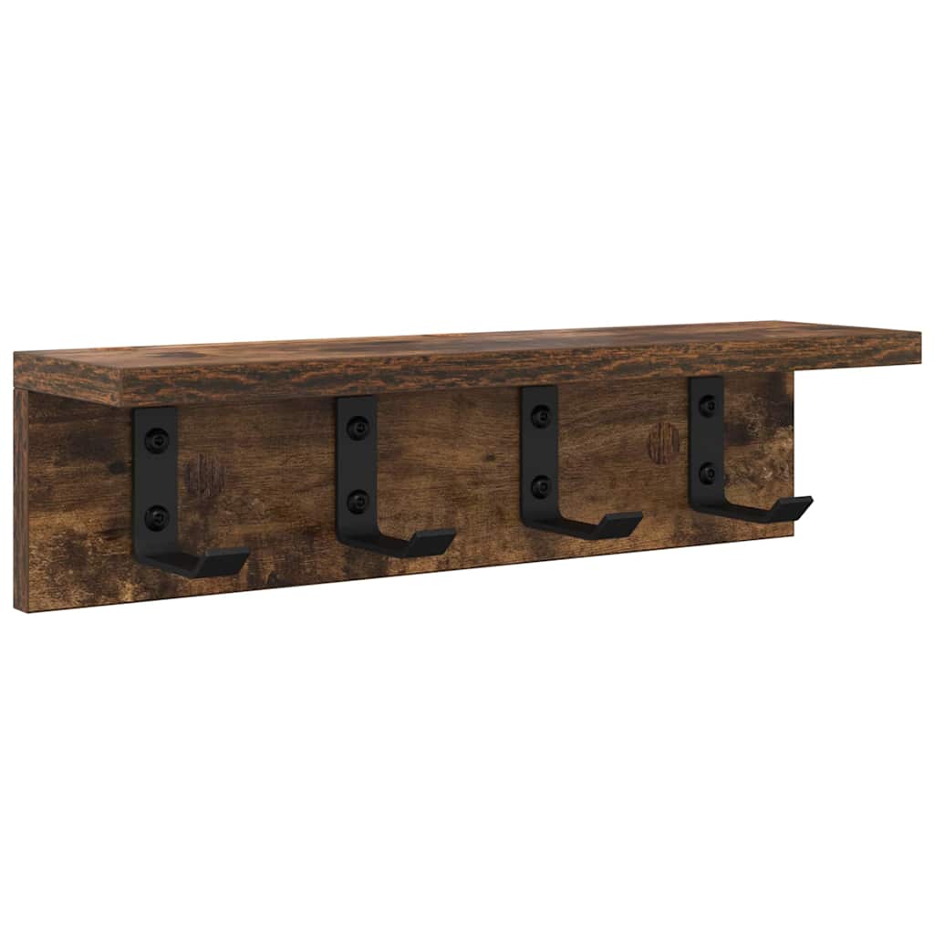 Porte-manteau mural avec étagère Chêne fumé 40 x 10.5 x 10.5 cm - XIOS