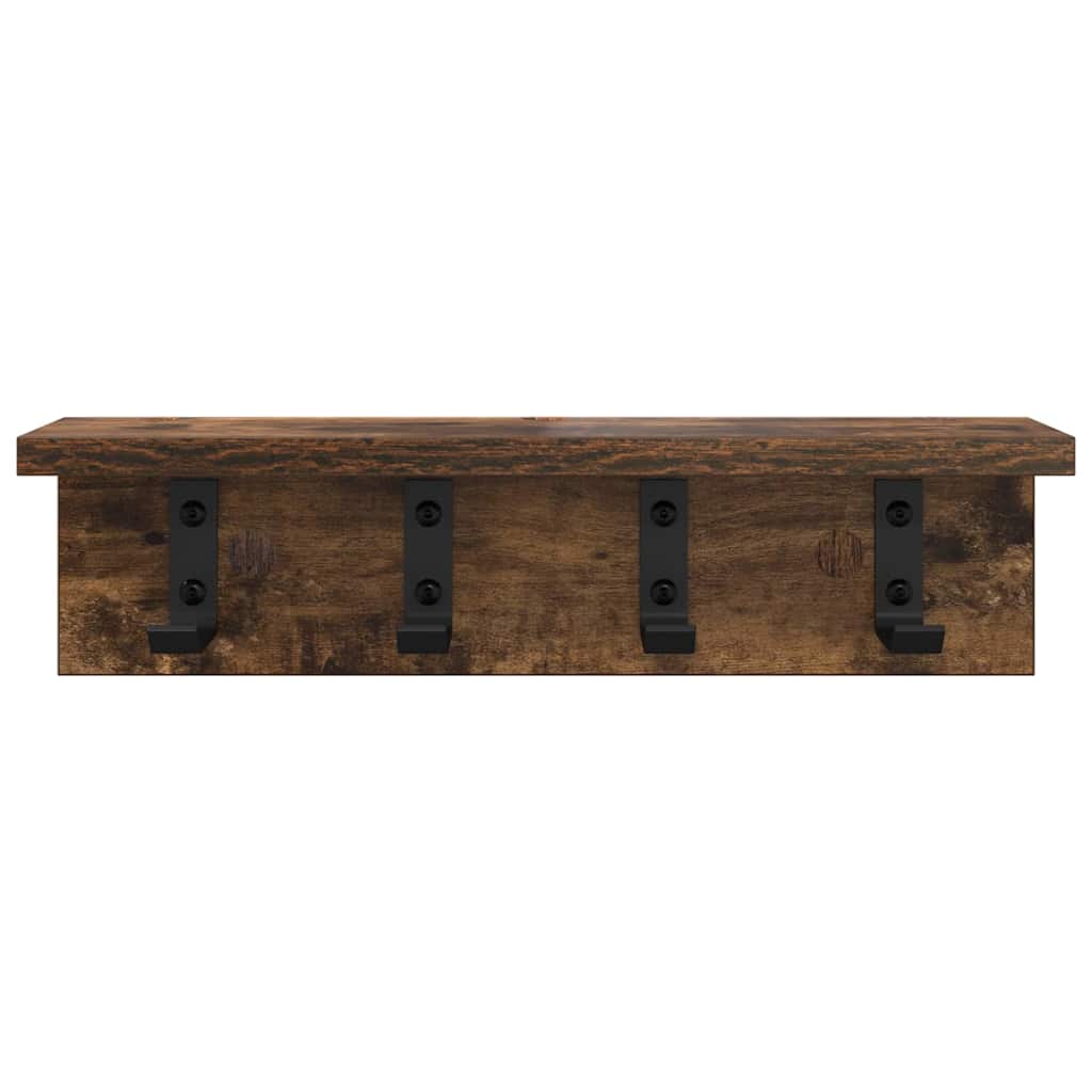 Porte-manteau mural avec étagère Chêne fumé 40 x 10.5 x 10.5 cm - XIOS