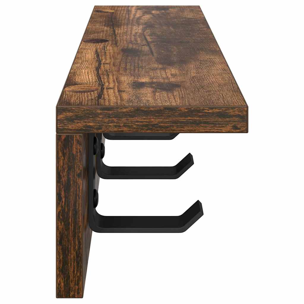 Porte-manteau mural avec étagère Chêne fumé 40 x 10.5 x 10.5 cm - XIOS