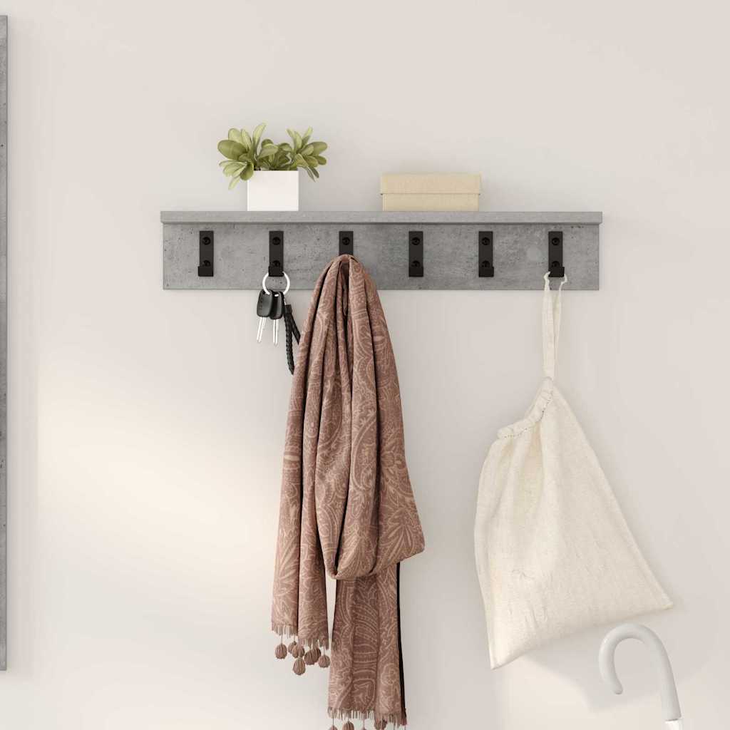 Porte-manteau mural avec étagère Gris béton 60 x 10.5 x 10.5 cm - XIOS