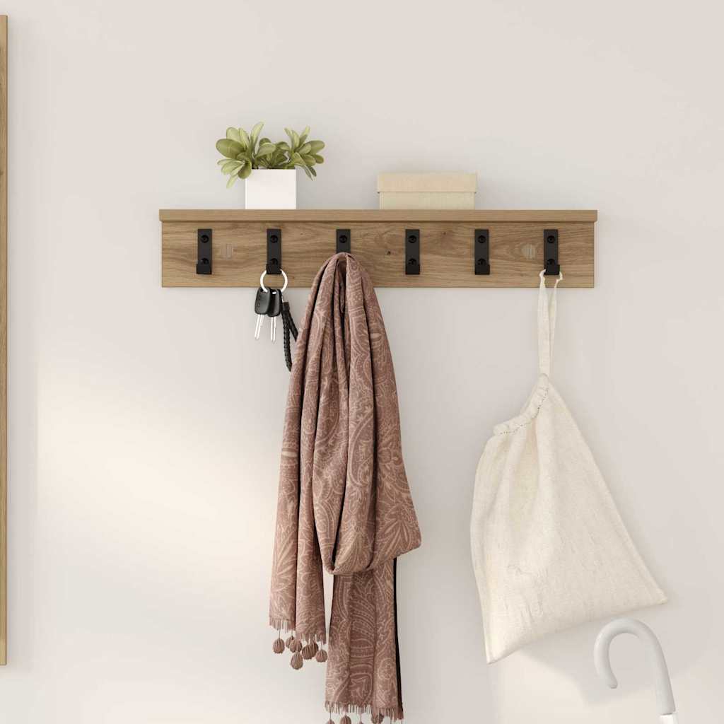 Porte-manteau mural chêne artisanal 60 x 10.5 x 10.5 cm - XIOS