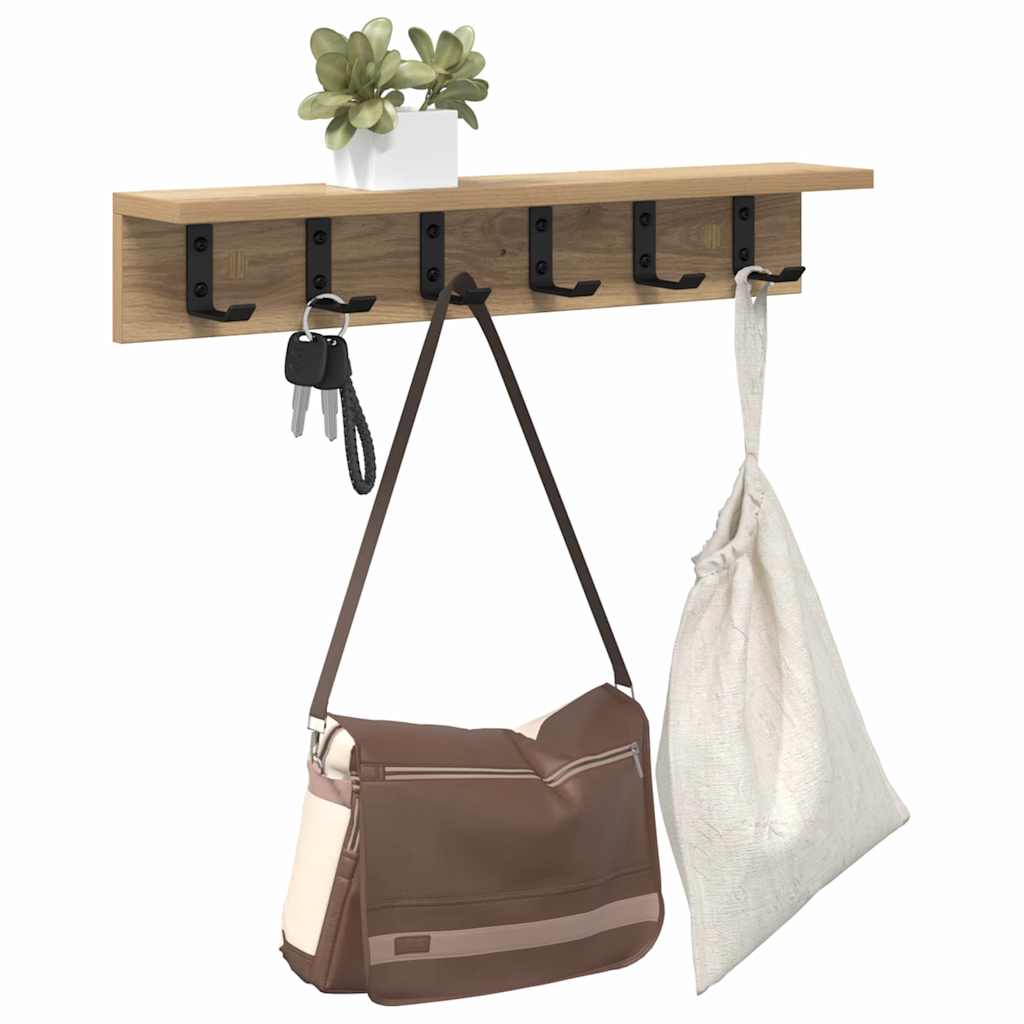 Porte-manteau mural chêne artisanal 60 x 10.5 x 10.5 cm - XIOS