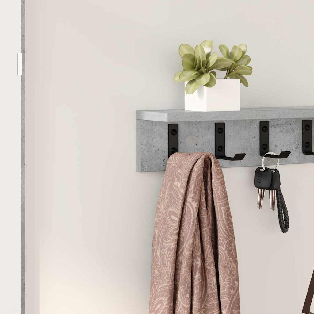 Porte-manteau mural avec étagère Gris béton 80 x 10.5 x 10.5 cm - XIOS