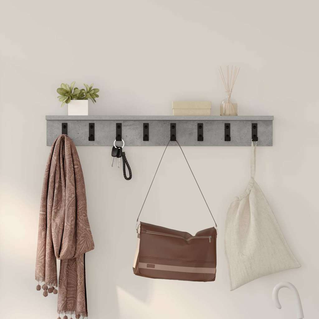 Porte-manteau mural avec étagère Gris béton 80 x 10.5 x 10.5 cm - XIOS