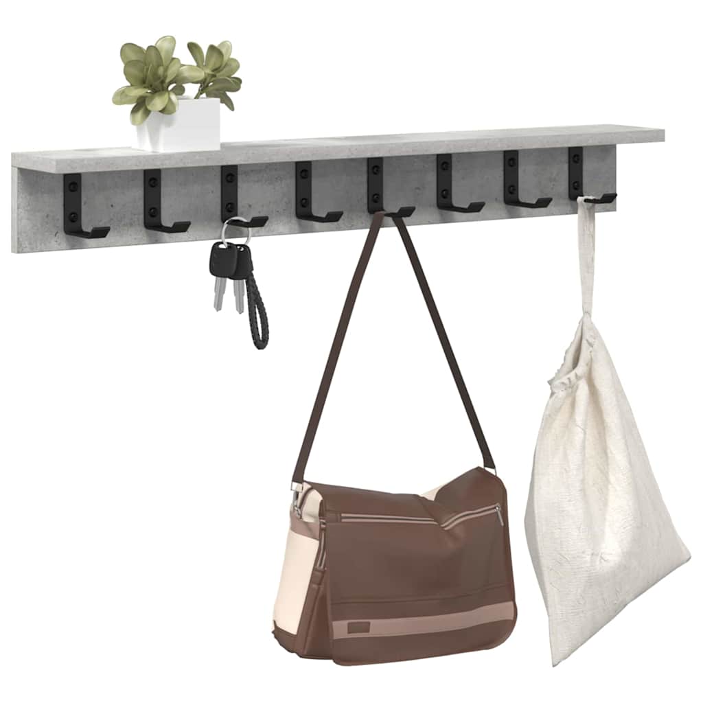 Porte-manteau mural avec étagère Gris béton 80 x 10.5 x 10.5 cm - XIOS