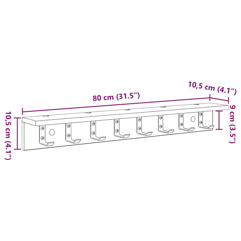 Porte-manteau mural avec étagère Gris béton 80 x 10.5 x 10.5 cm - XIOS